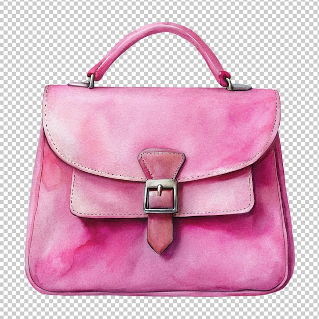 PSD 透明な背景のピンクのバッグの水彩画