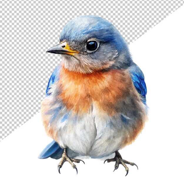 PSD water color sketch of adorable bird on transparent background