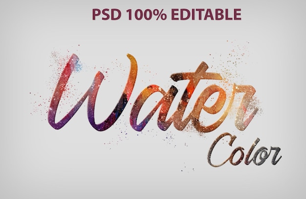 PSD water color text effect psd