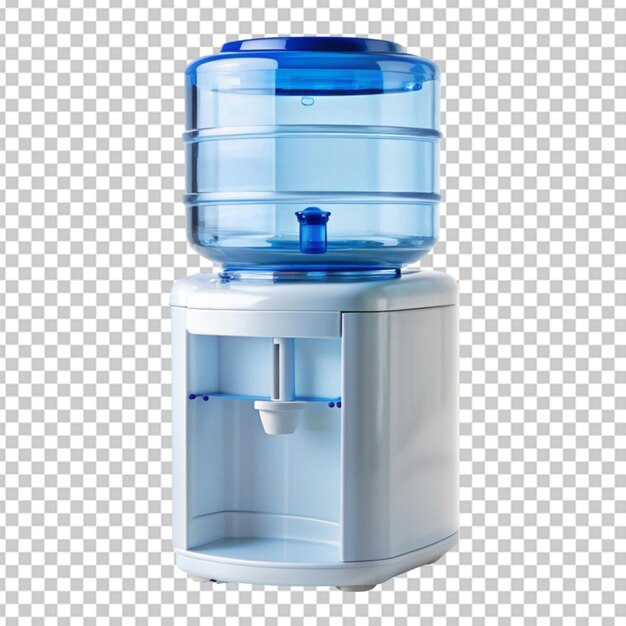 PSD a water dispenser with a blue top and a clear lid transparent background