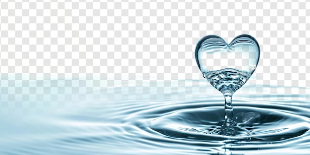 PSD Капля воды в форме сердца с волнами на прозрачном фоне psd