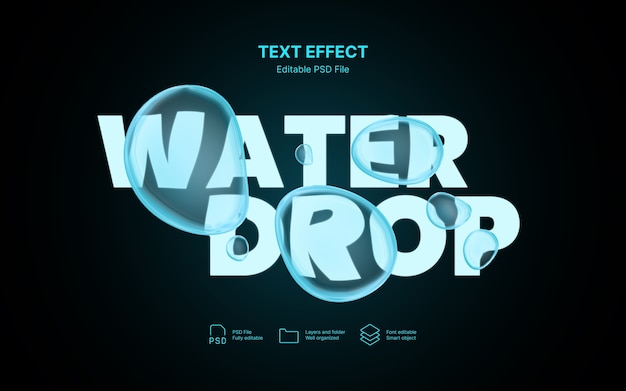 PSD water drop  text effect