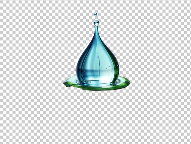 A water drop that is blue and green