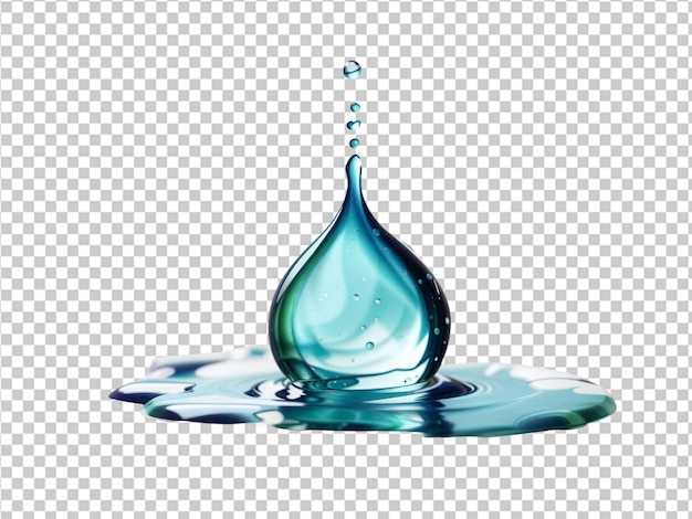 A water drop that is blue and green