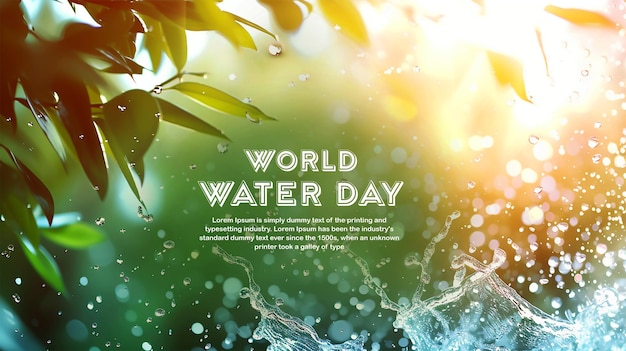 PSD water drop with natural blur background for water day poster template