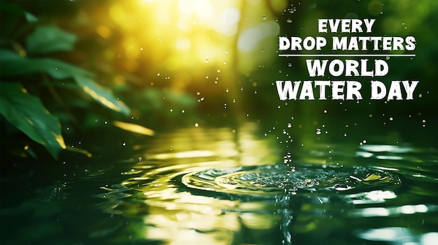 PSD water drop with natural blur background for water day poster template