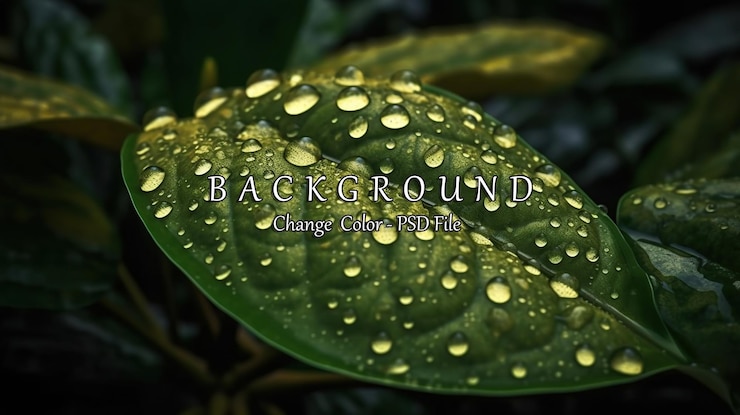 PSD 綠葉上的水滴 ai 生成的圖像