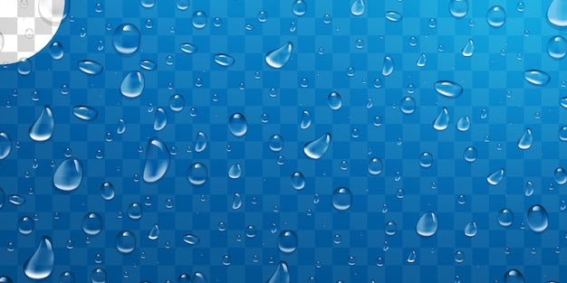 PSD water drops on transparent background