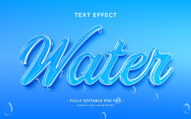 PSD water druppel tekst effect.