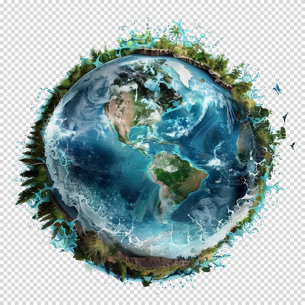 PSD water earth isolated on transparent background