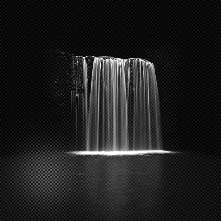 PSD water fall fountain effect transparent background