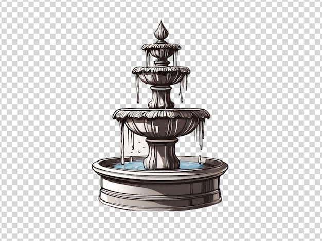 PSD water fountain line art on transparent background