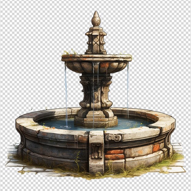 PSD water fountain on transparent background