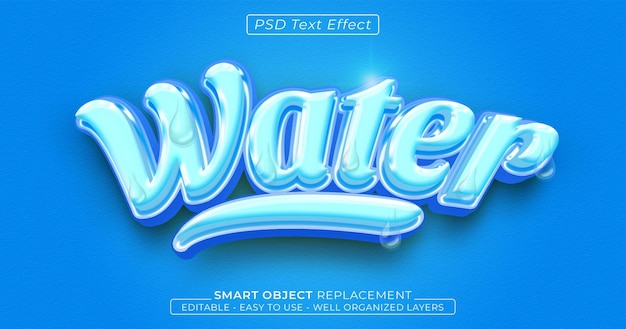 PSD water glossy editable 3d style text effect