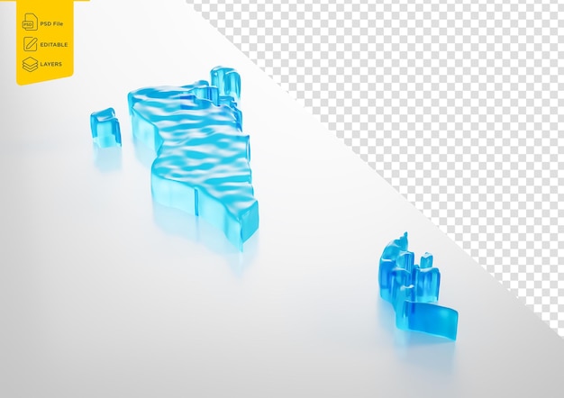 water ice map of bahrain global warming melting glacier in deep blue water 3d illustration