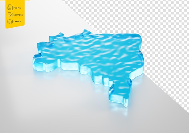 water ice map of brazil global warming melting glacier in deep blue water 3d illustration