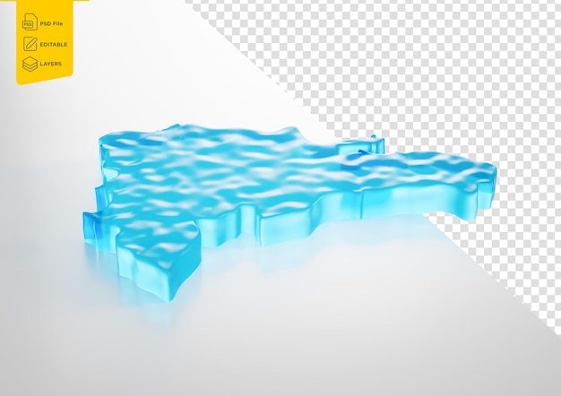 water ice map of dominican republic global warming melting glacier deep blue water 3d illustration
