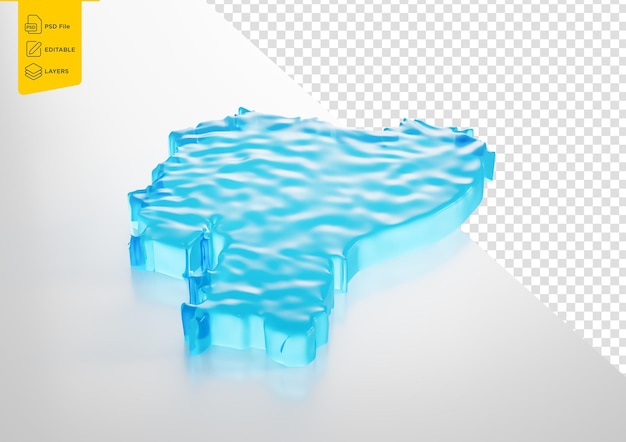 water ice map of ecuador global warming melting glacier in deep ocean blue water 3d illustration