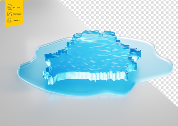 water ice map of belarus global warming melting glacier in deep blue water 3d illustration