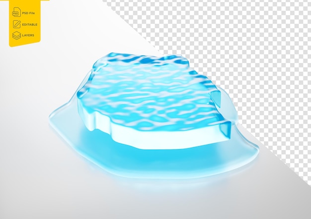 water ice map of eswatini global warming melting glacier in deep ocean blue water 3d illustration