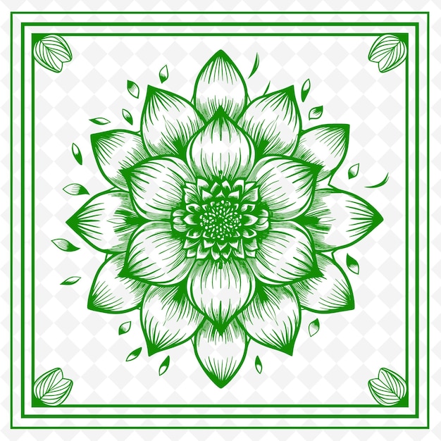 PSD water lily line art with petals and leaves for decorations i creative outline scribble collections