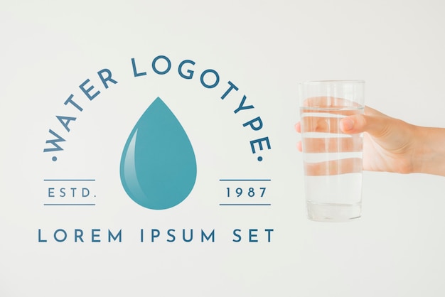 Water logo mockup on copyspace