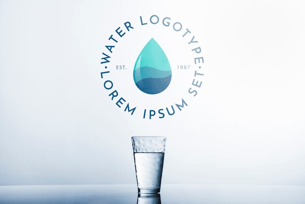 Water logo mockup on copyspace