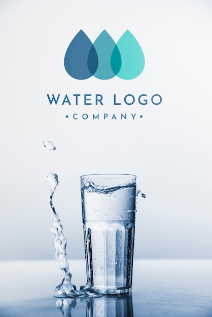 PSD water logo mockup on copyspace