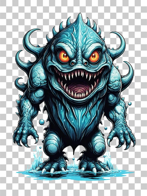 Water monster cartoon style isolated on transparent background