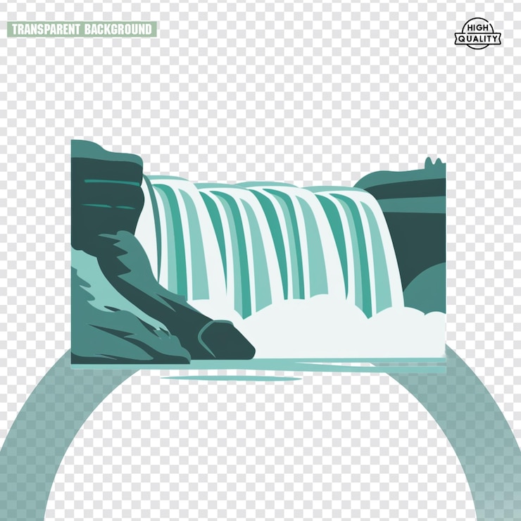 PSD water mountain waterfall river vector nature cascade background illustration fall stream