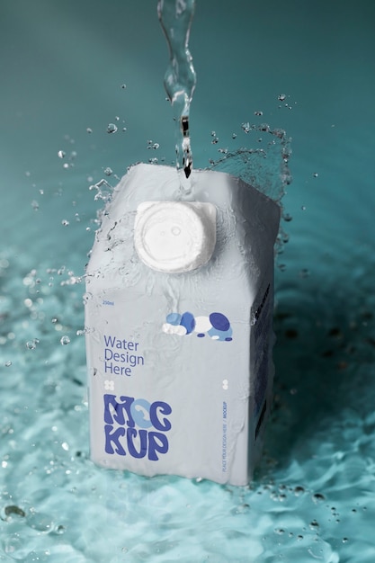 PSD water packaging in studio  mockup