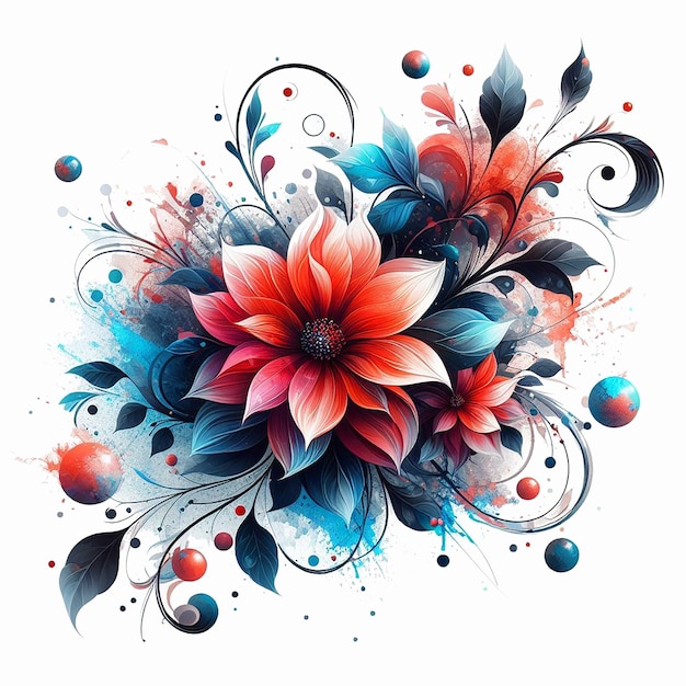 Dipingere il disegno del fiore d'acqua e lo sfondo del fiore in trasparente