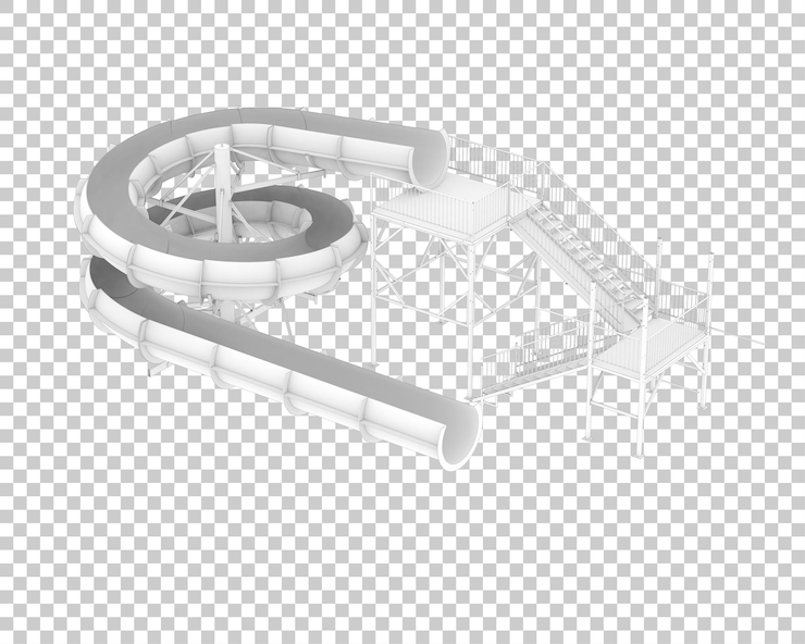 PSD water park slide isolated on transparent background 3d rendering illustration