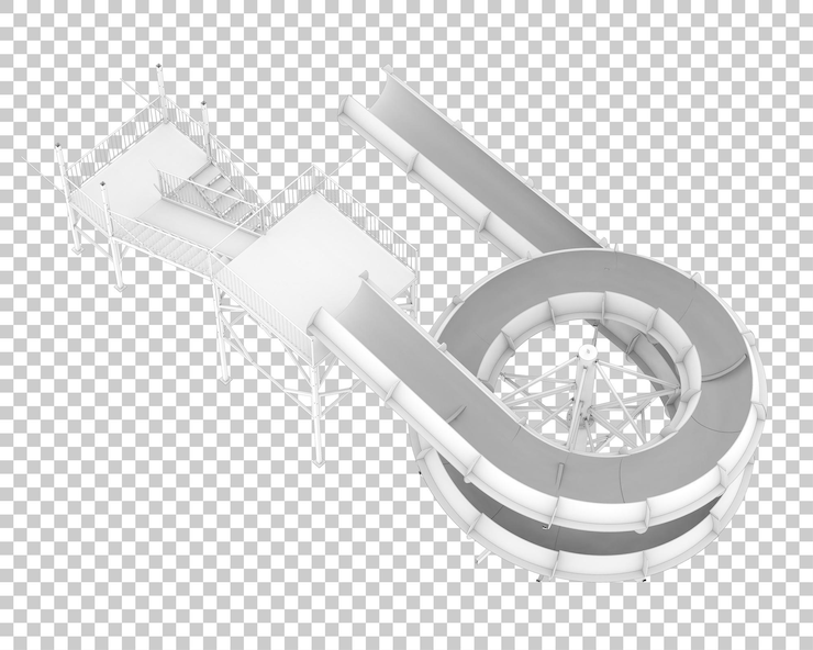 PSD water park slide isolated on transparent background 3d rendering illustration