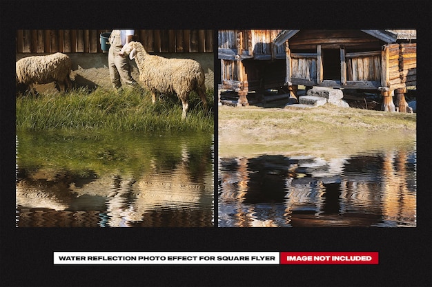 PSD effetto fotografico riflesso dell'acqua per poster