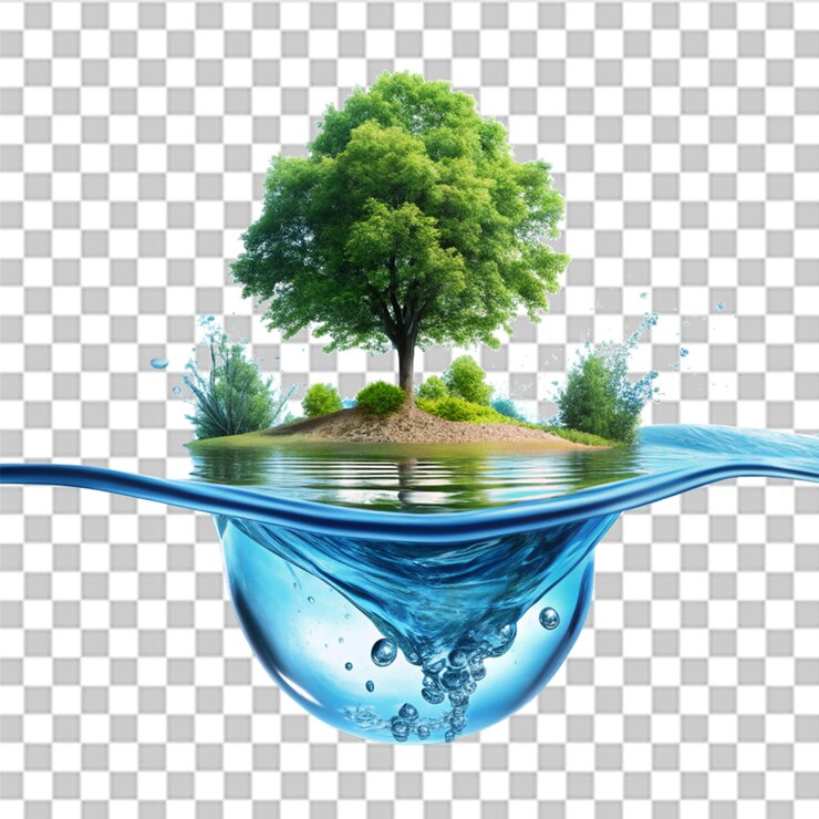 PSD water scene isolated on transparent background