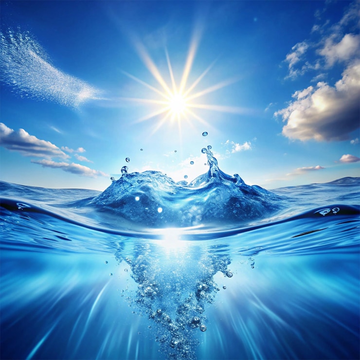 PSD water scene isolated on transparent background