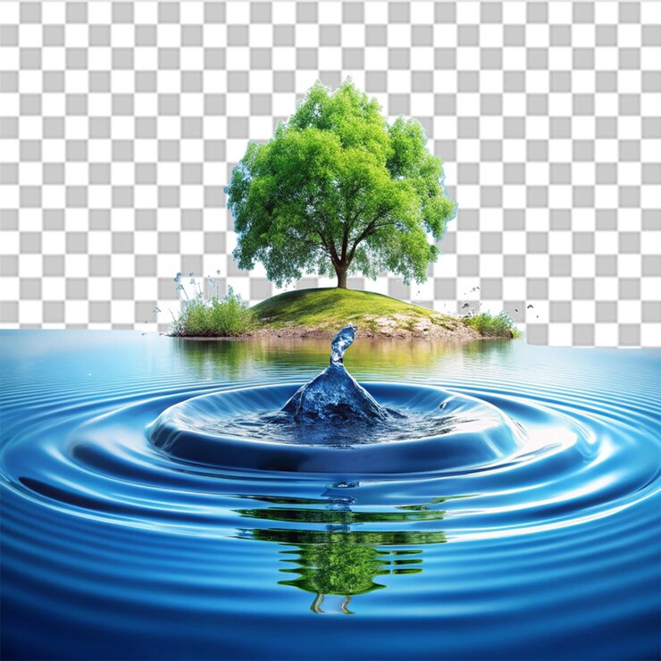 PSD water scene isolated on transparent background