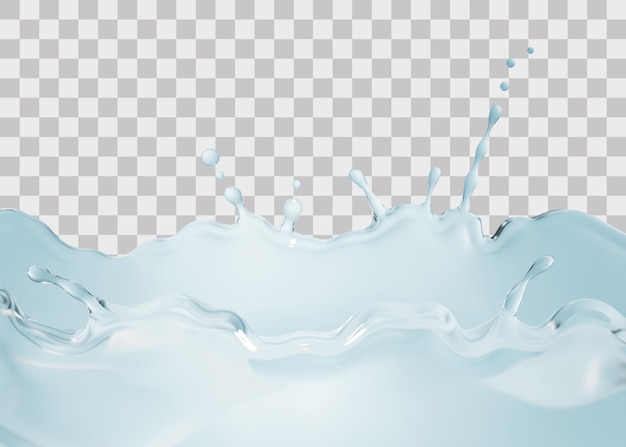 PSD water splash 3d rendering