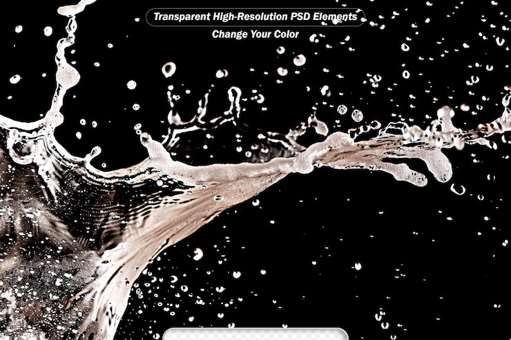PSD water splash on the black background