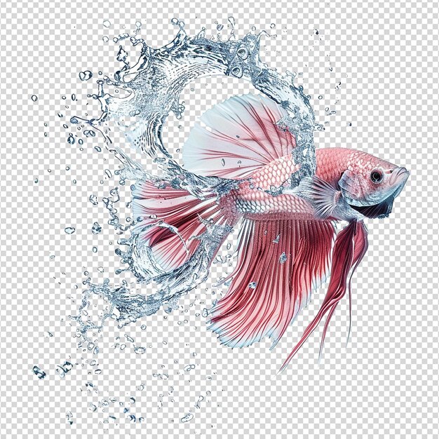 PSD water splash fish isolated on transparent background