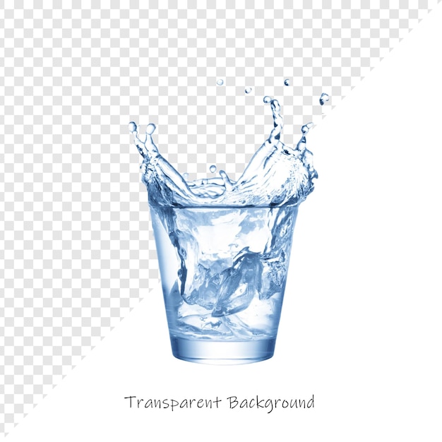 Water Splash in a Glass with Ice Cubes