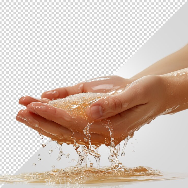 PSD a water splash is being sprayed with a hand