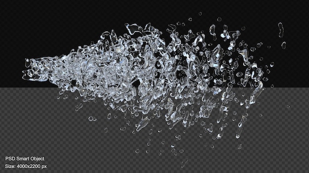 PSD water splash isolated 3d render