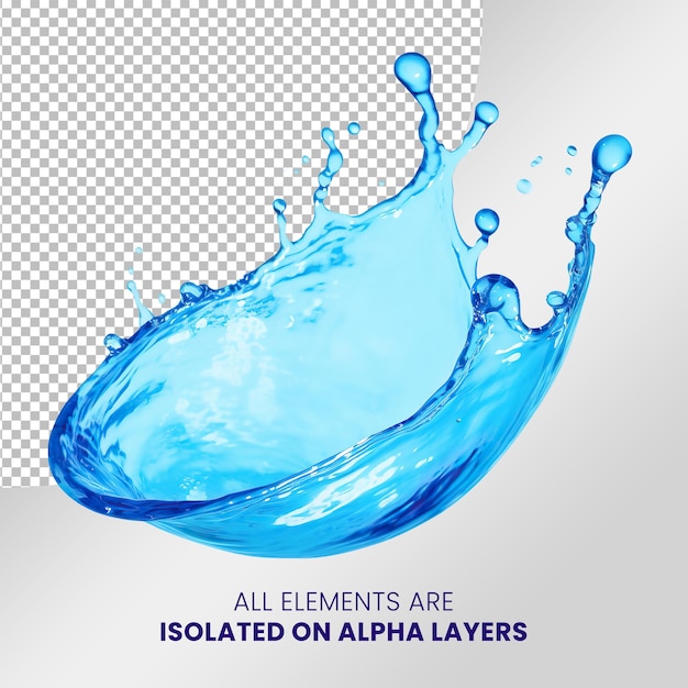 PSD water splash isolated on alpha layer png