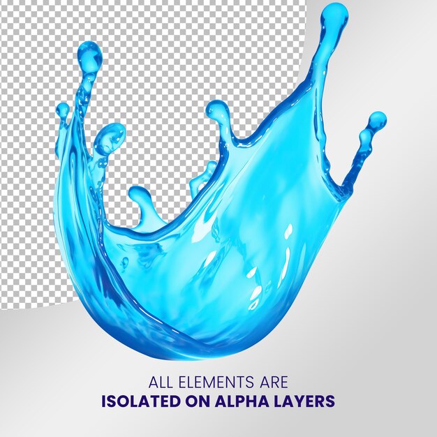 PSD water splash isolated on alpha layer png