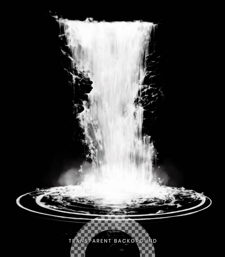 PSD water splash isolated on black background
