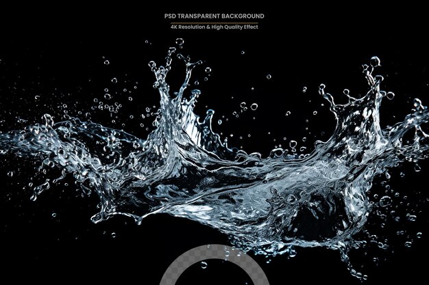 Water splash isolated on black background