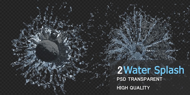 Water splash with droplets isolated design premium psd