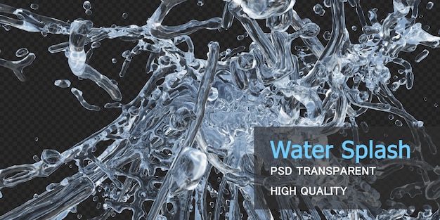 Water splash with droplets isolated design Premium Psd